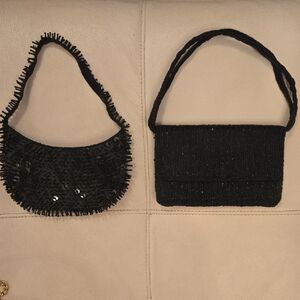 LA REGALE Black Beaded Women's Mini Evening Bags